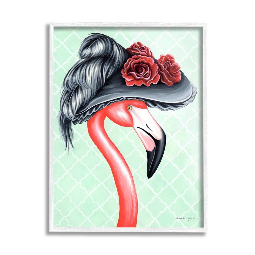 9497 Classy Flamingo Vintage Black Floral Hat Green Pattern, Design by